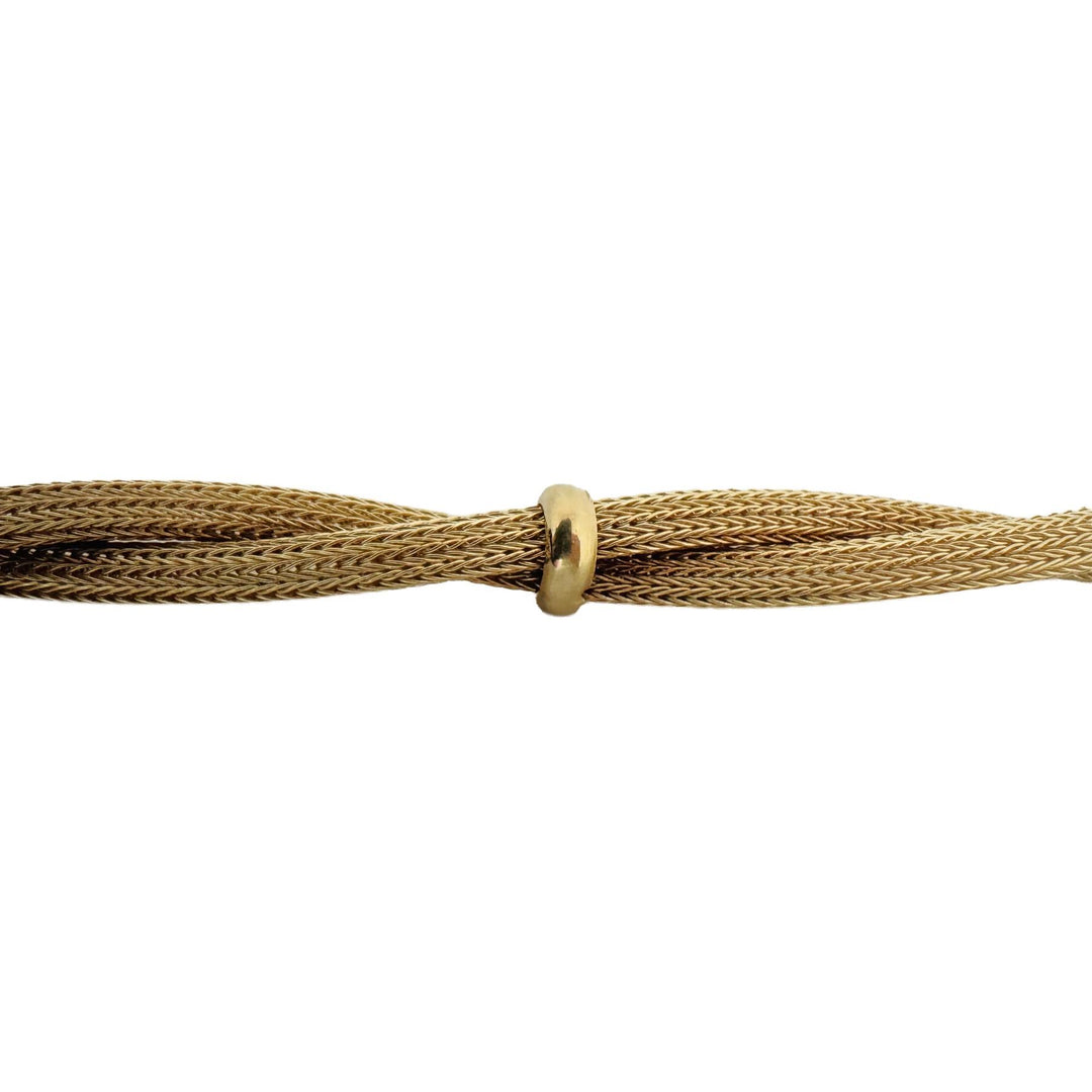 14k Yellow Gold 16.8g Soft Braided Mesh Link Station Bracelet Italy 7.25"