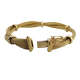 14k Yellow Gold 16.8g Soft Braided Mesh Link Station Bracelet Italy 7.25"
