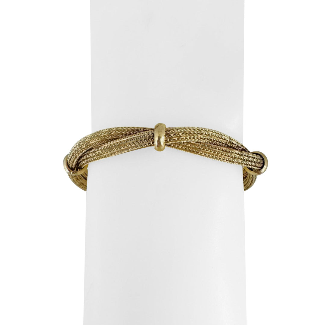 14k Yellow Gold 16.8g Soft Braided Mesh Link Station Bracelet Italy 7.25"