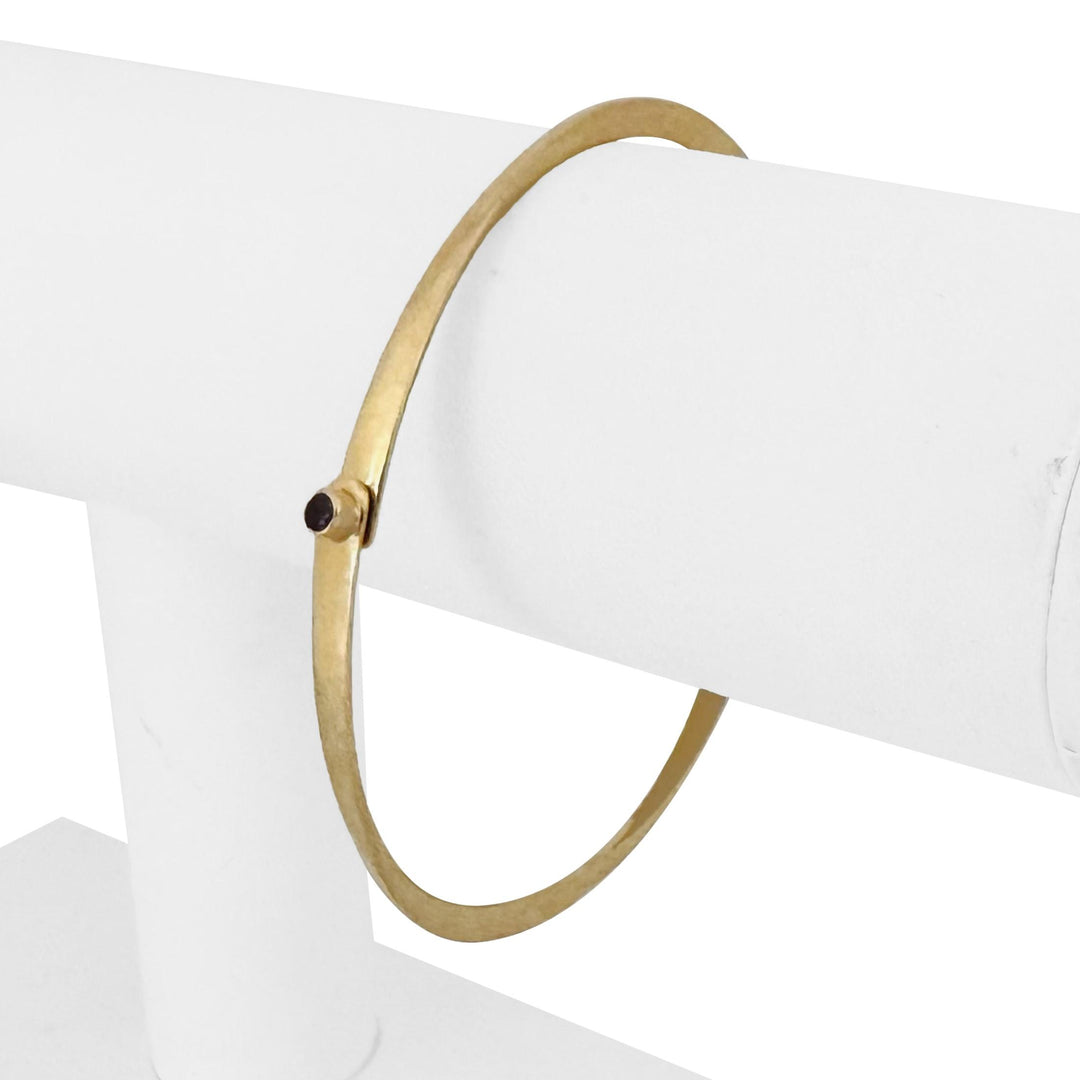 14k Yellow Gold and Bezel Set Ruby Flex Hammered Bangle Bracelet 7.25"