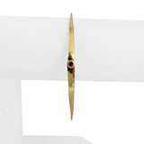 14k Yellow Gold and Bezel Set Ruby Flex Hammered Bangle Bracelet 7.25"