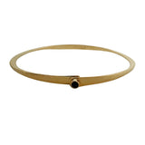 14k Yellow Gold and Bezel Set Ruby Flex Hammered Bangle Bracelet 7.25"