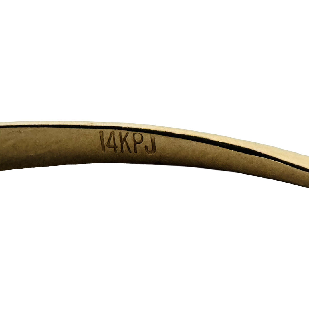 14k Yellow Gold and Bezel Set Ruby Flex Hammered Bangle Bracelet 7.25"