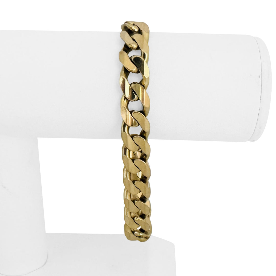 14k Yellow Gold 46g Solid Heavy Men's 10mm Curb Link Bracelet Italy 8.5"