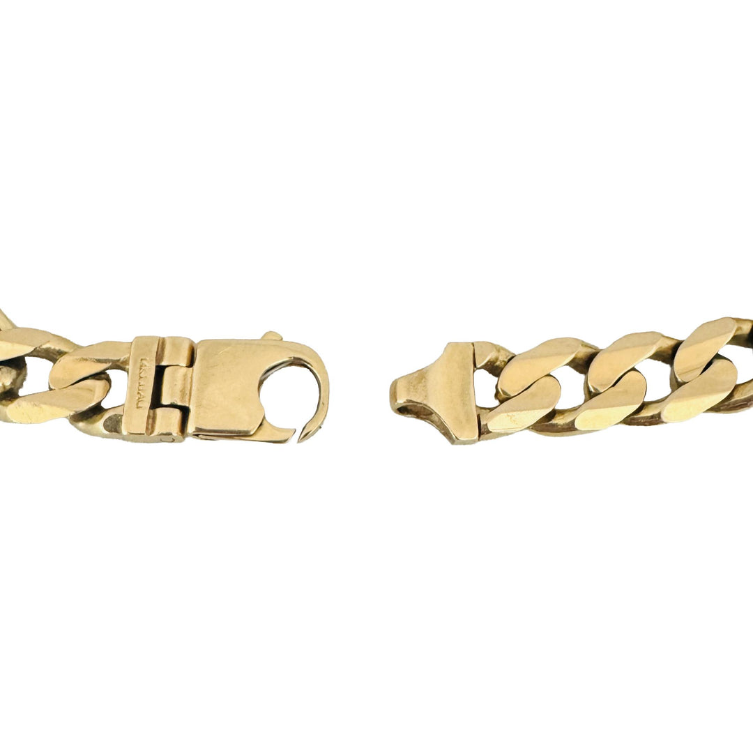 14k Yellow Gold 46g Solid Heavy Men's 10mm Curb Link Bracelet Italy 8.5"