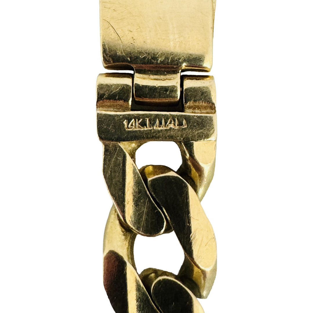 14k Yellow Gold 46g Solid Heavy Men's 10mm Curb Link Bracelet Italy 8.5"