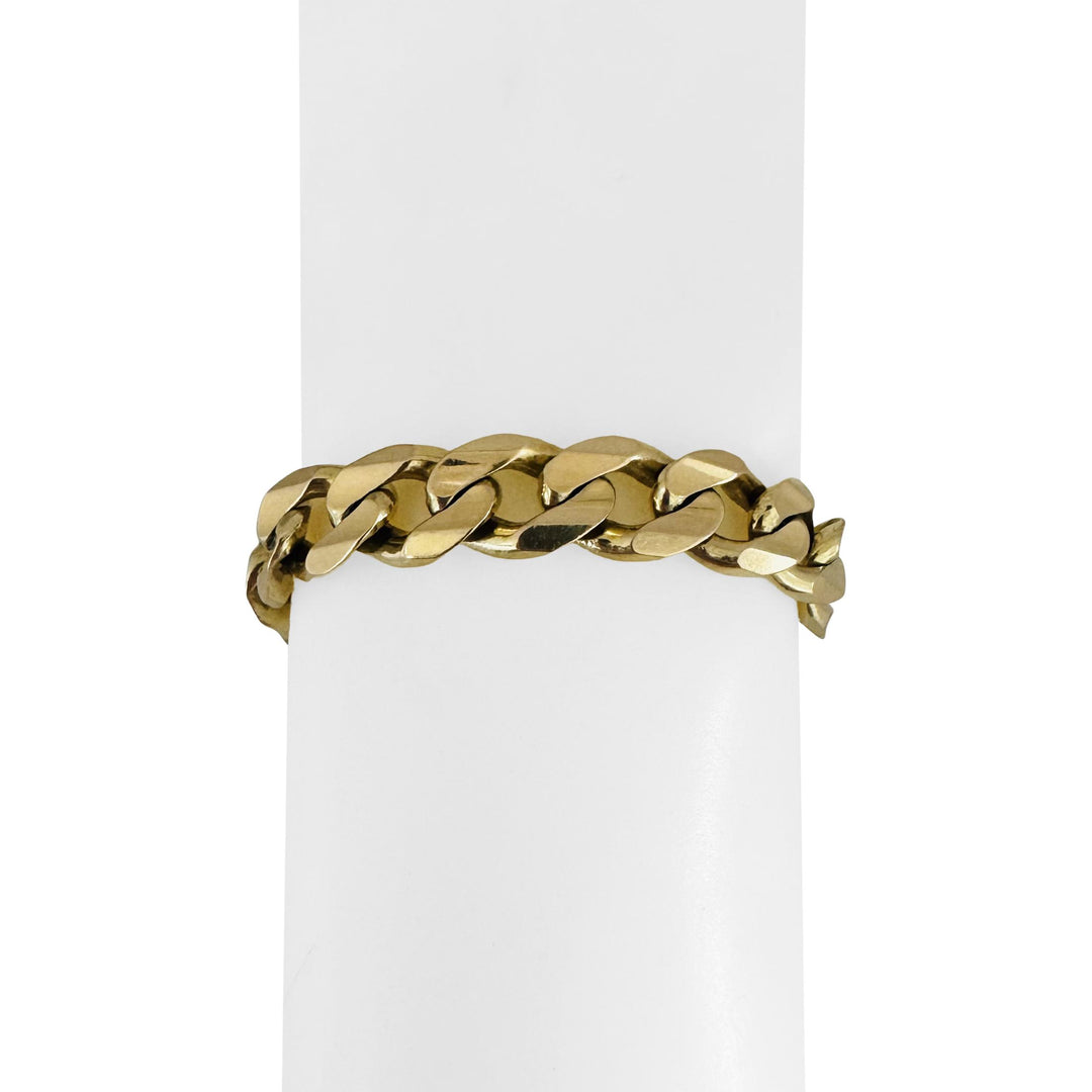 14k Yellow Gold 46g Solid Heavy Men's 10mm Curb Link Bracelet Italy 8.5"