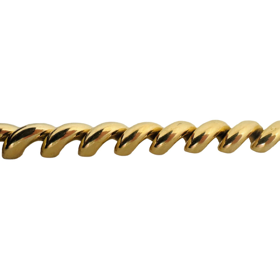 14k Yellow Gold 18g Ladies Polished 7mm San Marco Link Bracelet Italy 7.25"