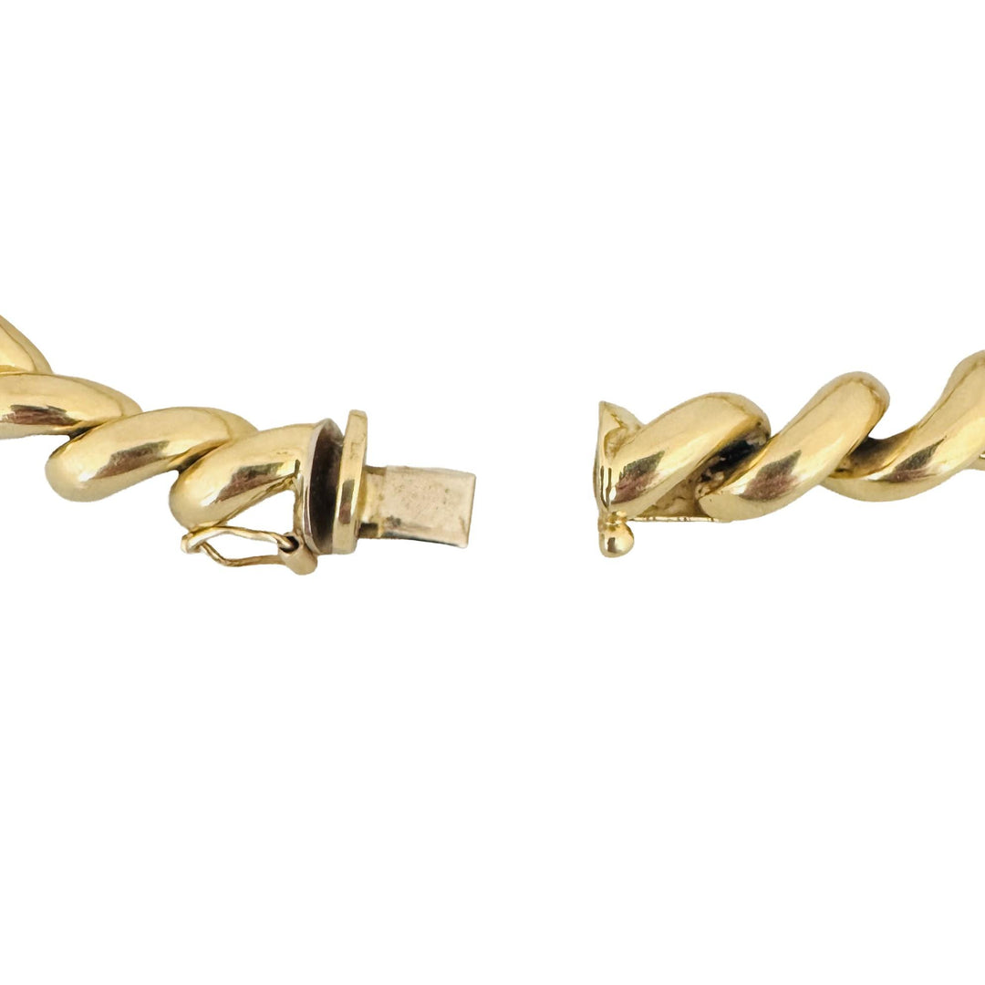 14k Yellow Gold 18g Ladies Polished 7mm San Marco Link Bracelet Italy 7.25"