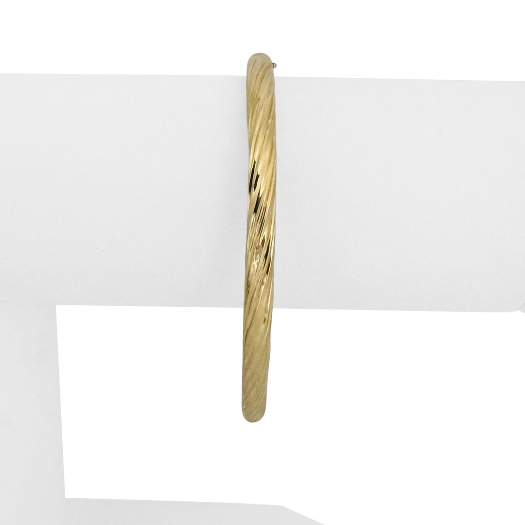 14k Yellow Gold 7g Hollow Light 4.5mm Twisted Spiral Bangle Bracelet 6.75"