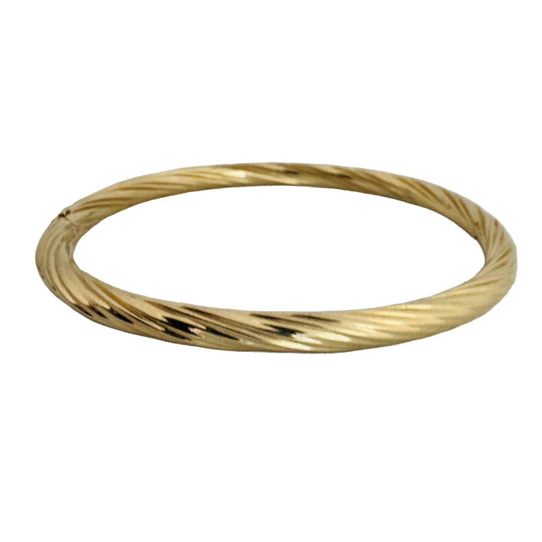 14k Yellow Gold 7g Hollow Light 4.5mm Twisted Spiral Bangle Bracelet 6.75"