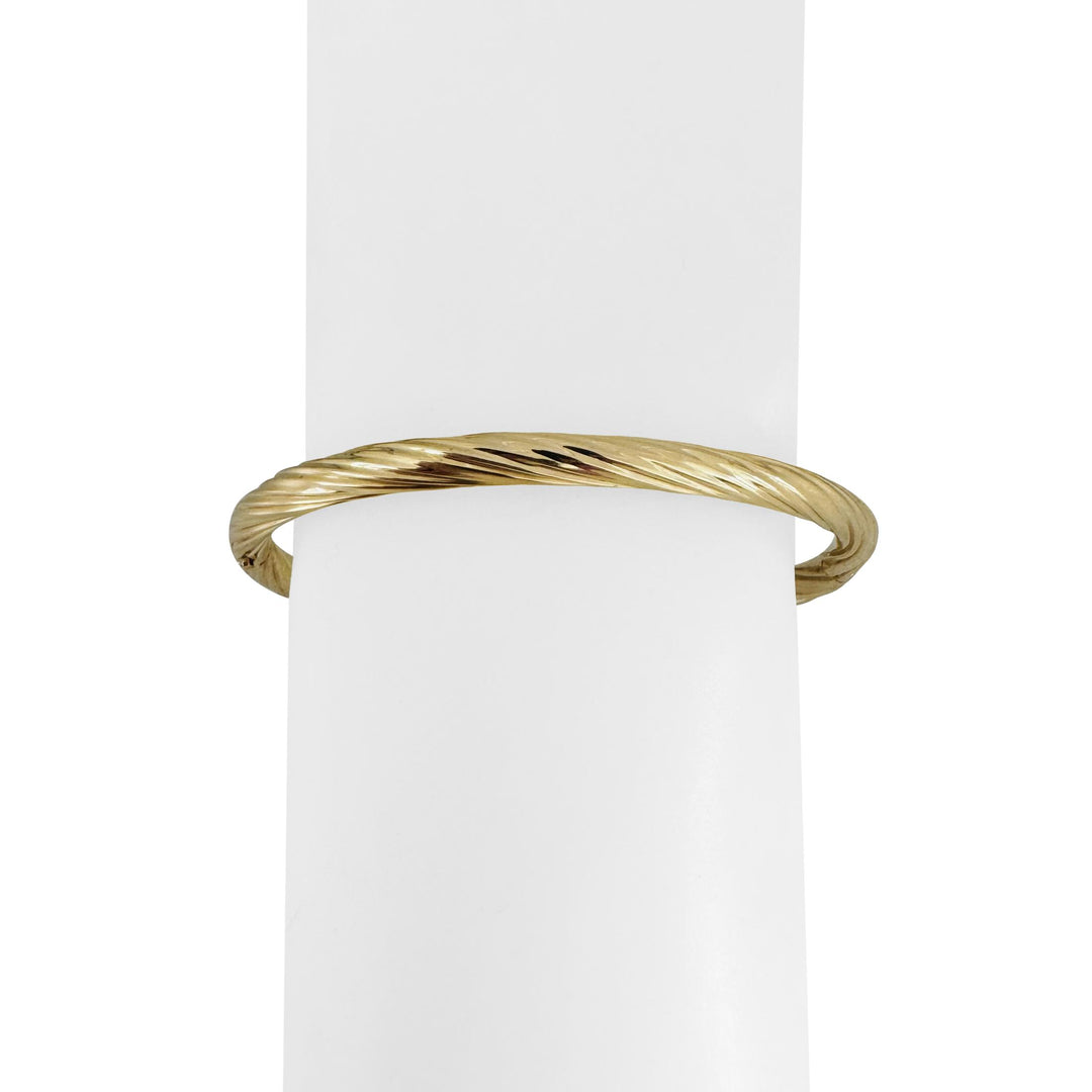 14k Yellow Gold 7g Hollow Light 4.5mm Twisted Spiral Bangle Bracelet 6.75"