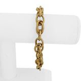 18k Yellow Gold 16.6g Vintage Ladies 10mm Fancy Link Bracelet Italy 8.5"