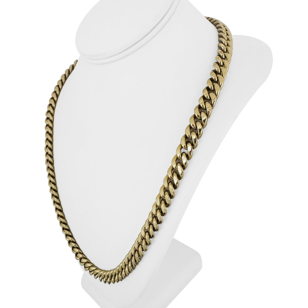 14k Yellow Gold 60.4g Semi Solid 9mm Cuban Curb Link Chain Necklace 24"