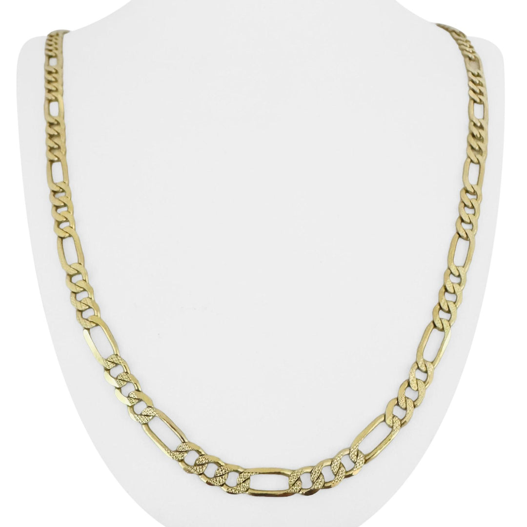 14k Yellow Gold 37g Solid Diamond Cut 6mm Figaro Link Chain Necklace 30"
