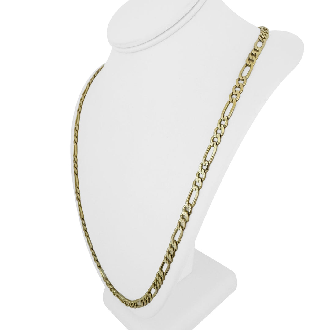 14k Yellow Gold 37g Solid Diamond Cut 6mm Figaro Link Chain Necklace 30"