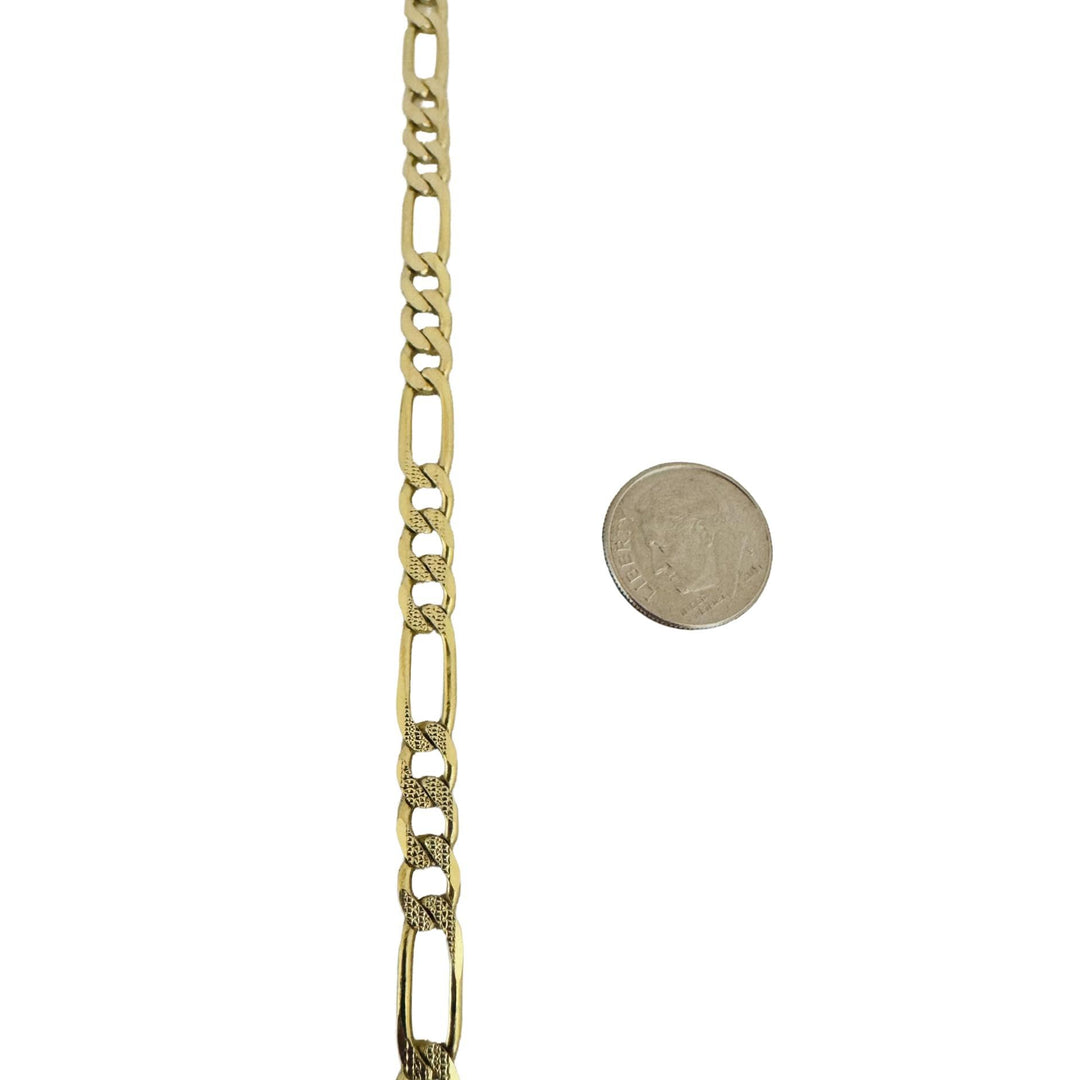 14k Yellow Gold 37g Solid Diamond Cut 6mm Figaro Link Chain Necklace 30"