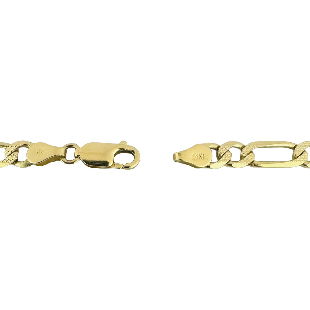 14k Yellow Gold 37g Solid Diamond Cut 6mm Figaro Link Chain Necklace 30"