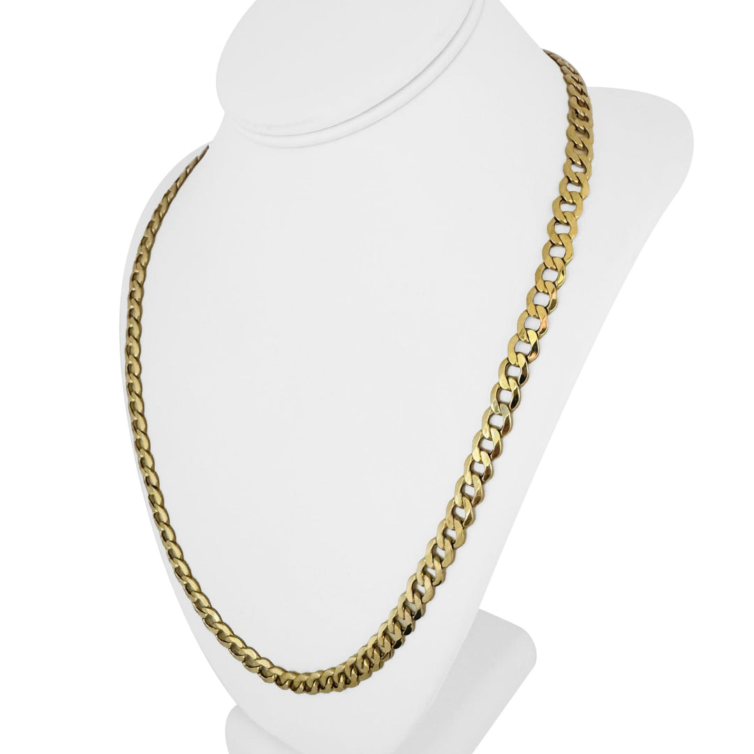 14k Yellow Gold 21g Hollow Vintage 8mm Curb Link Chain Necklace Italy 24"