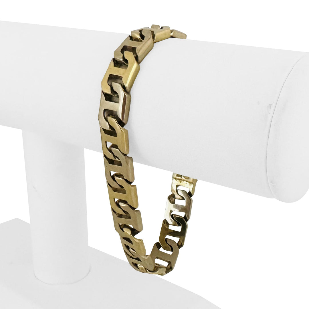 Braccio 14k Yellow and White Gold 47.7g Men's Mariner Link Bracelet Italy 8"