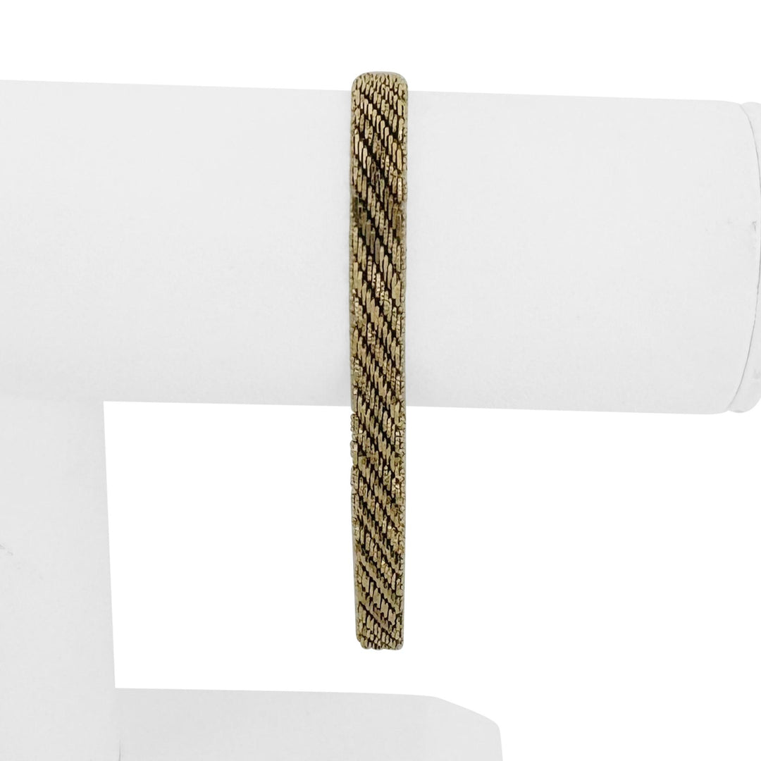 14k Yellow Gold 17g Solid Vintage 7mm Beaded Mirror Bar Bracelet Mexico 7.5"