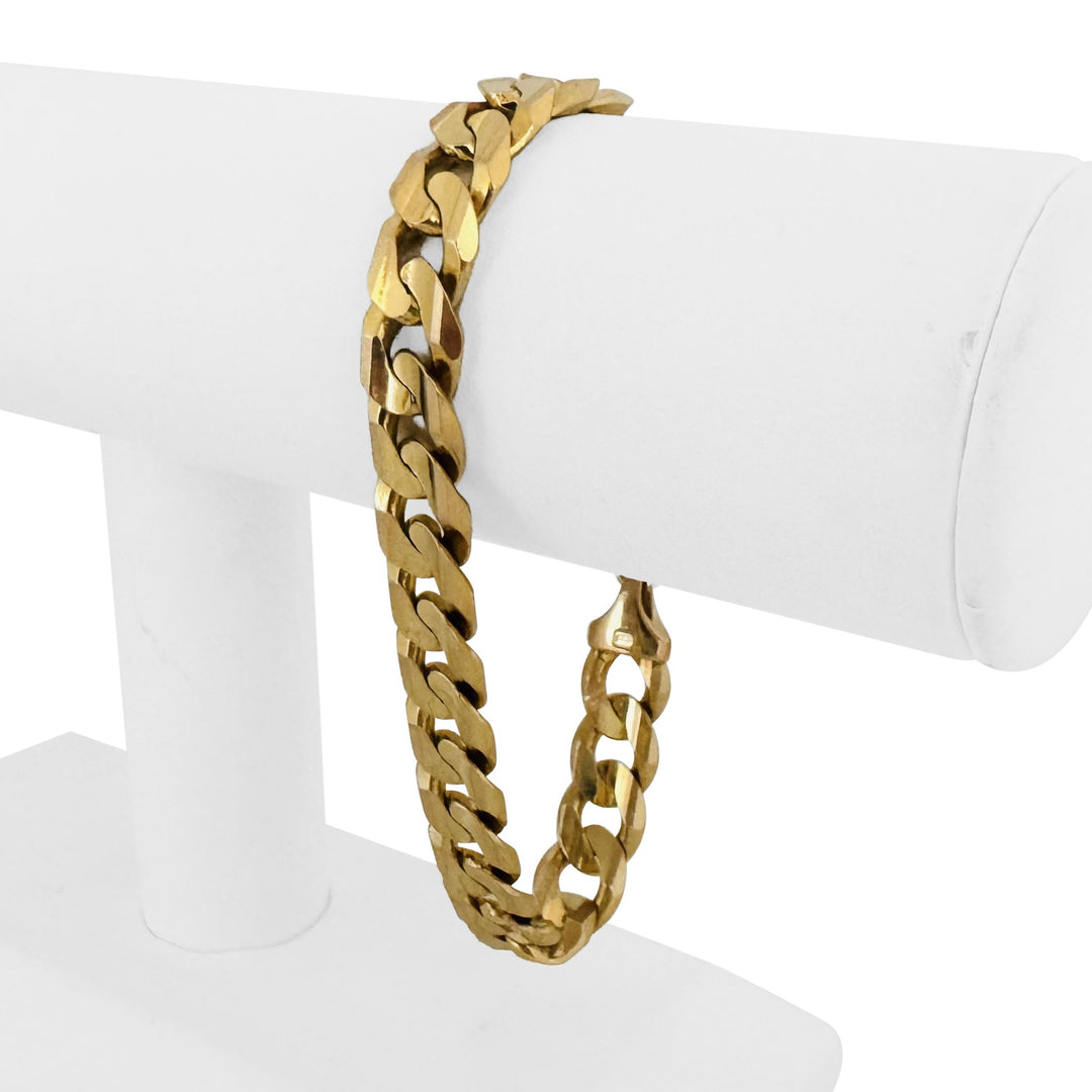 14k Yellow Gold 41g Solid Men's 10.5mm Curb Link Bracelet Italy 8.25"