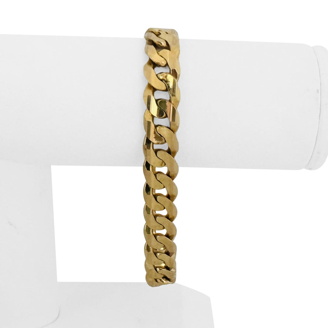 14k Yellow Gold 41g Solid Men's 10.5mm Curb Link Bracelet Italy 8.25"
