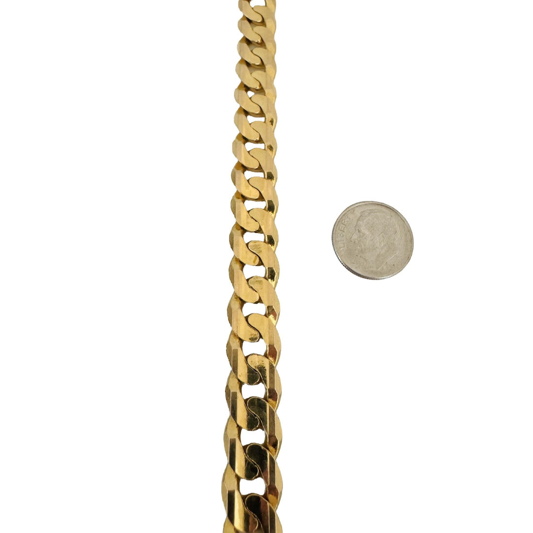 14k Yellow Gold 41g Solid Men's 10.5mm Curb Link Bracelet Italy 8.25"