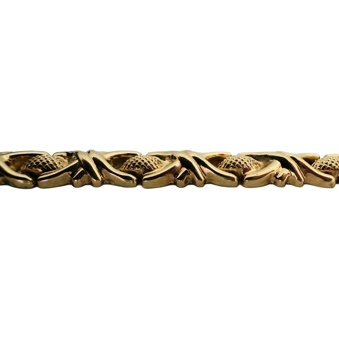 14k Yellow Gold 8.6g Hollow Ladies 8mm Fancy XO Link Bracelet Italy 8"