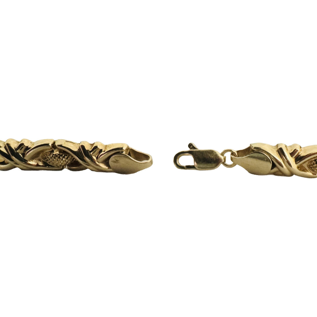14k Yellow Gold 8.6g Hollow Ladies 8mm Fancy XO Link Bracelet Italy 8"