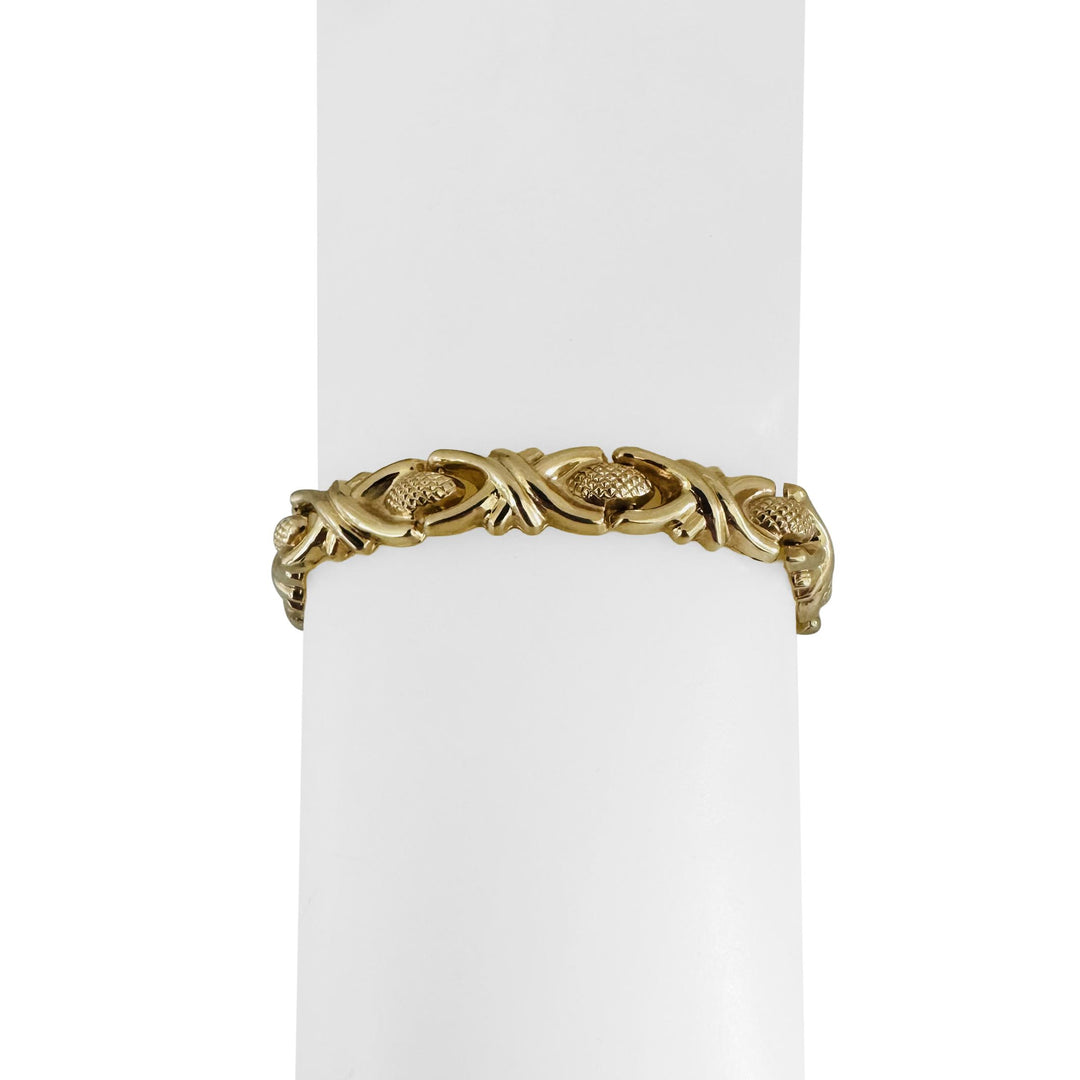 14k Yellow Gold 8.6g Hollow Ladies 8mm Fancy XO Link Bracelet Italy 8"