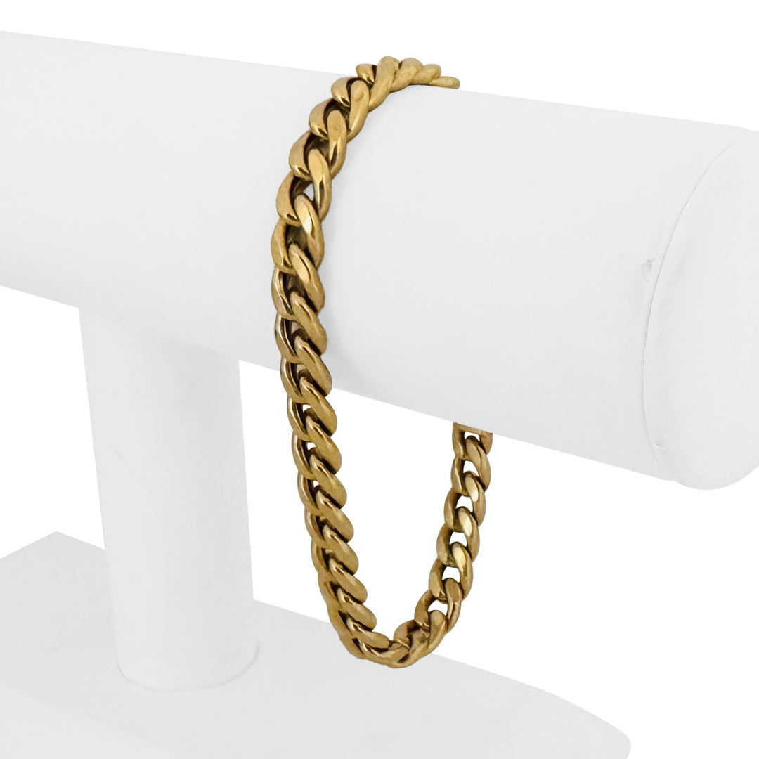 14k Yellow Gold 14.6g Semi Solid Men's 7mm Curb Link Bracelet Italy 8"