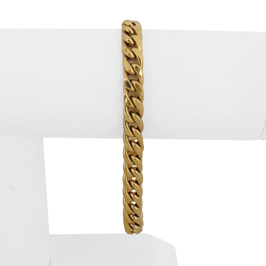 14k Yellow Gold 14.6g Semi Solid Men's 7mm Curb Link Bracelet Italy 8"