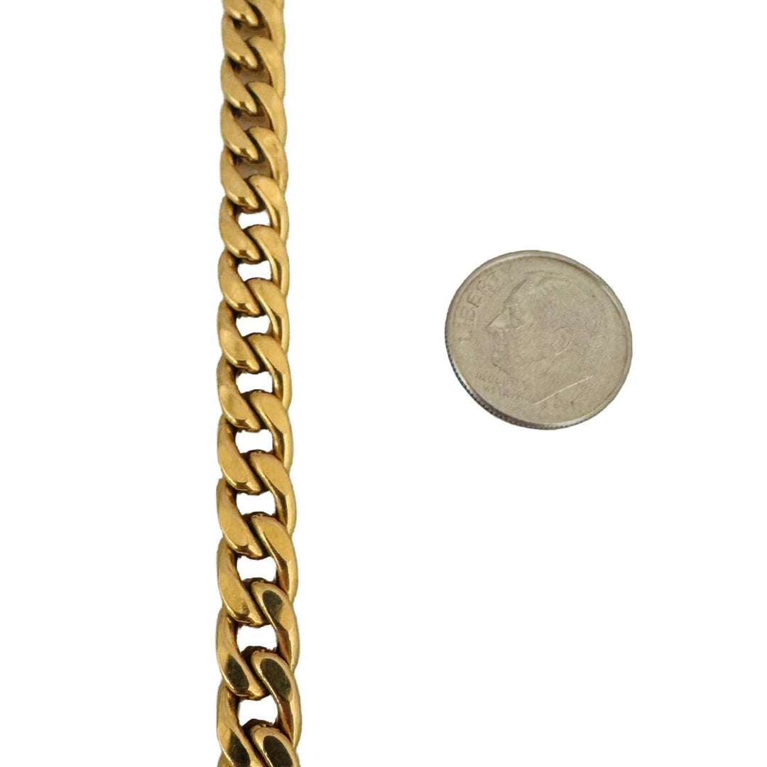 14k Yellow Gold 14.6g Semi Solid Men's 7mm Curb Link Bracelet Italy 8"