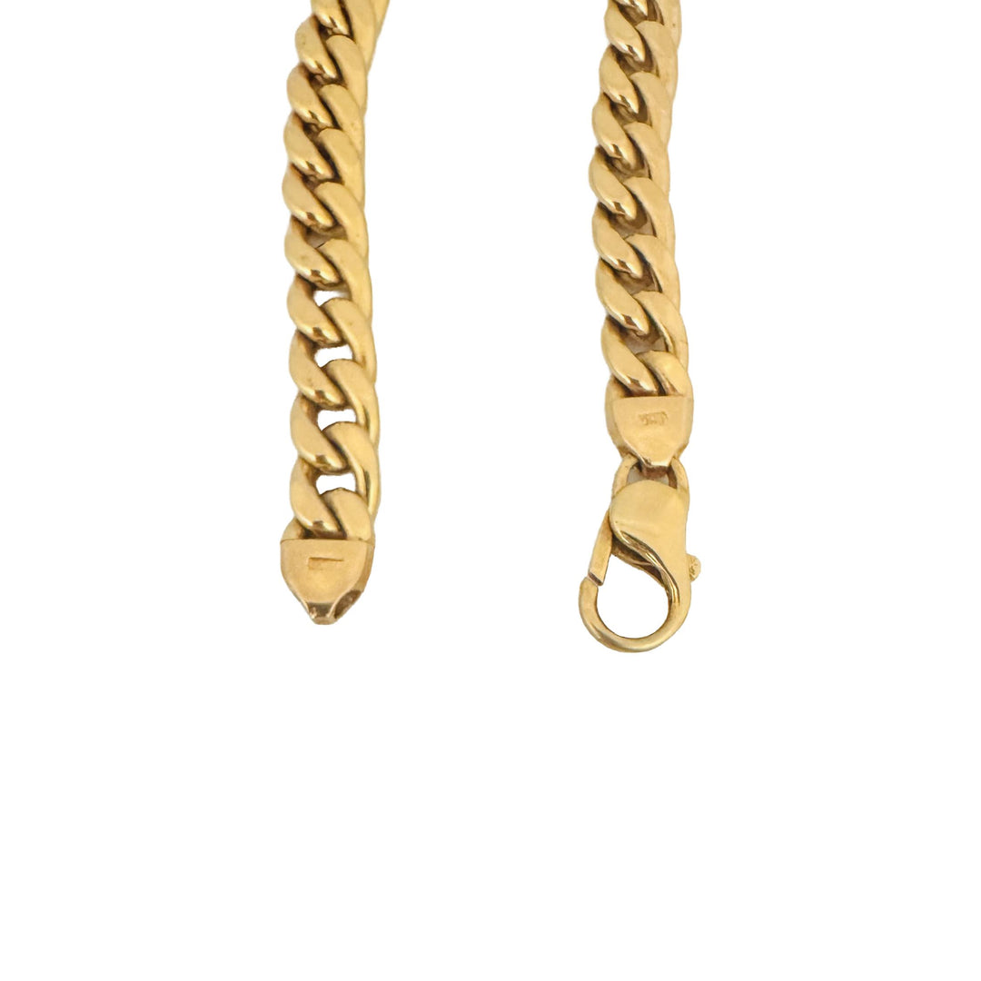 14k Yellow Gold 14.6g Semi Solid Men's 7mm Curb Link Bracelet Italy 8"