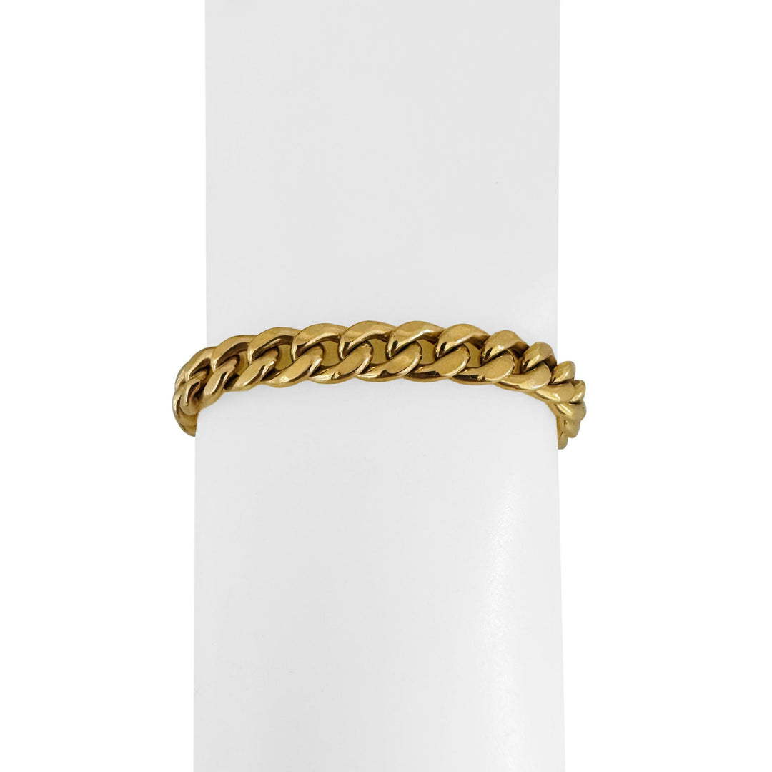14k Yellow Gold 14.6g Semi Solid Men's 7mm Curb Link Bracelet Italy 8"