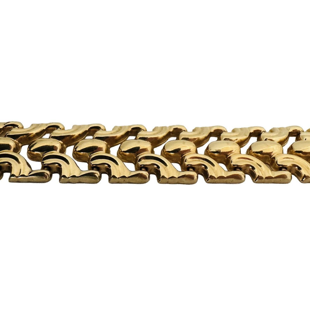 14k Yellow Gold 14.5g Vintage Milor 14mm Fancy Link Bracelet Italy 7.75"