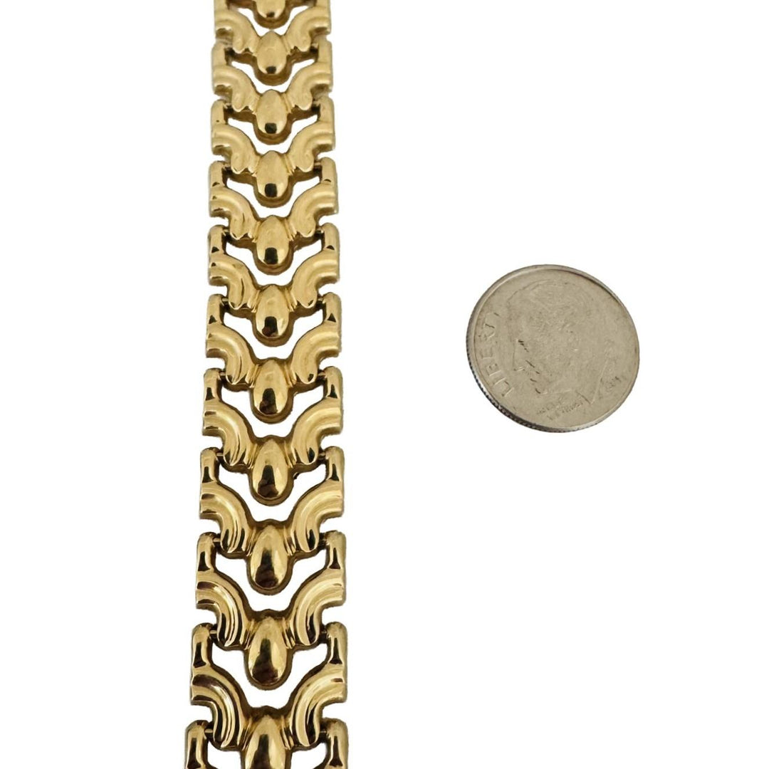 14k Yellow Gold 14.5g Vintage Milor 14mm Fancy Link Bracelet Italy 7.75"