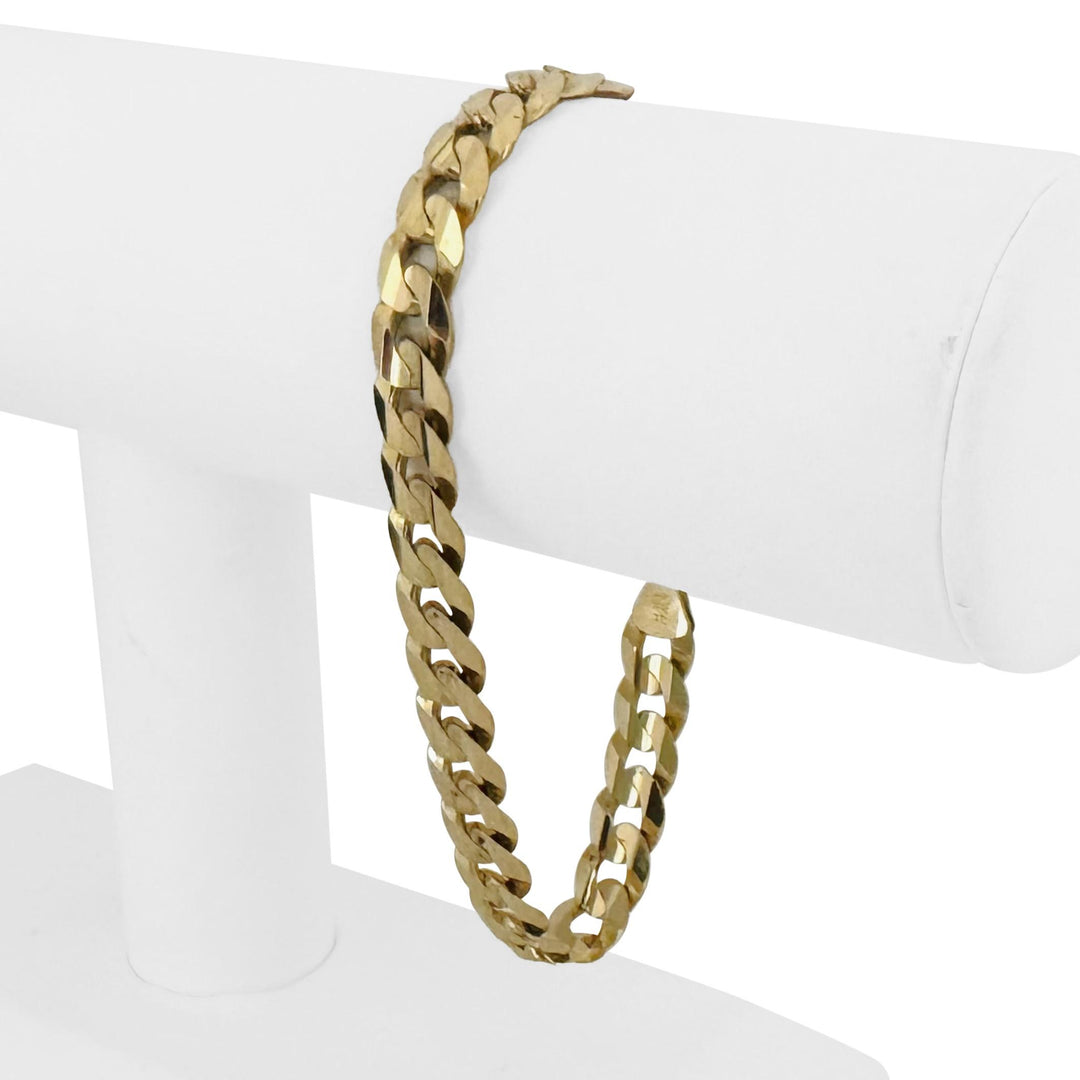 14k Yellow Gold 17.7g Solid Men's 8mm Curb Link Bracelet Italy 8"
