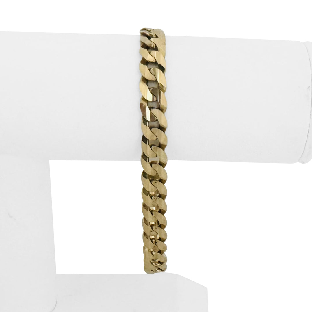 14k Yellow Gold 17.7g Solid Men's 8mm Curb Link Bracelet Italy 8"