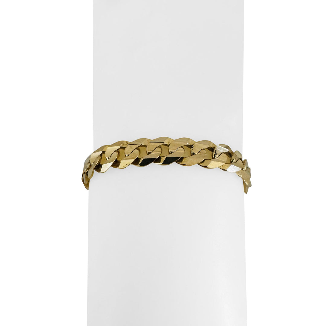 14k Yellow Gold 17.7g Solid Men's 8mm Curb Link Bracelet Italy 8"