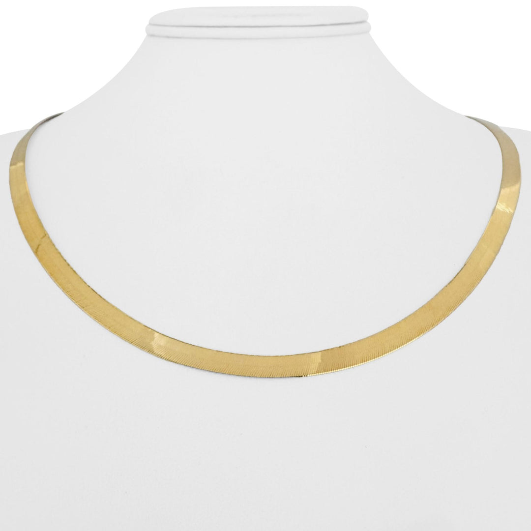 14k Yellow Gold 9g Milor Flat Silky 5mm Herringbone Link Necklace Italy 20"