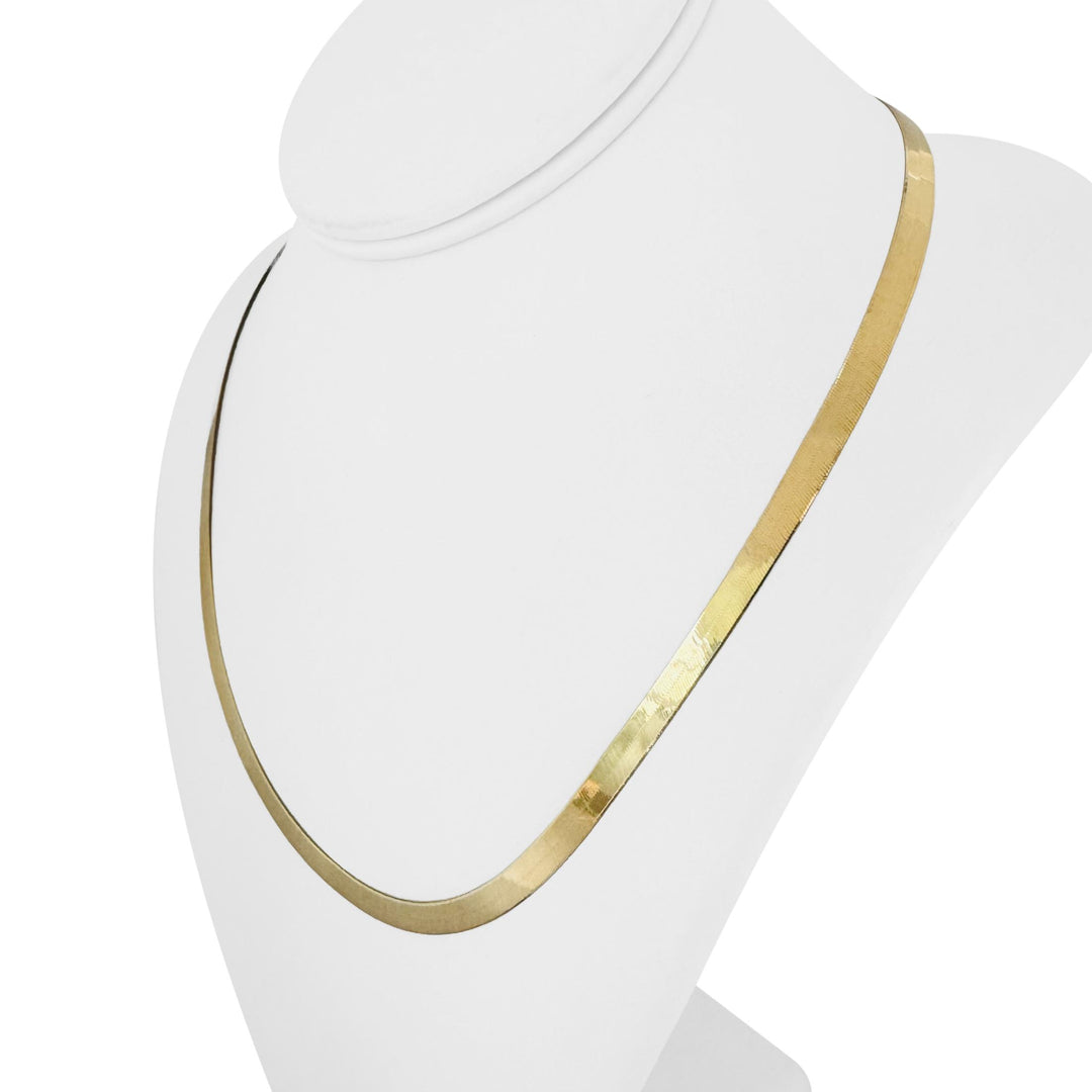 14k Yellow Gold 9g Milor Flat Silky 5mm Herringbone Link Necklace Italy 20"