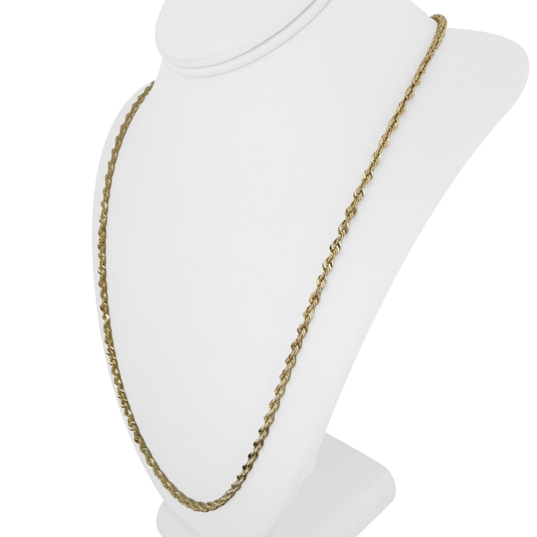 14k Yellow Gold 7g Hollow Diamond Cut 3mm Rope Chain Necklace 30"