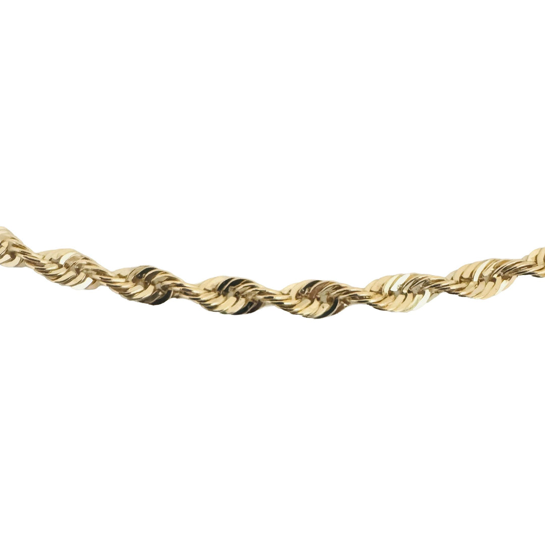 14k Yellow Gold 7g Hollow Diamond Cut 3mm Rope Chain Necklace 30"