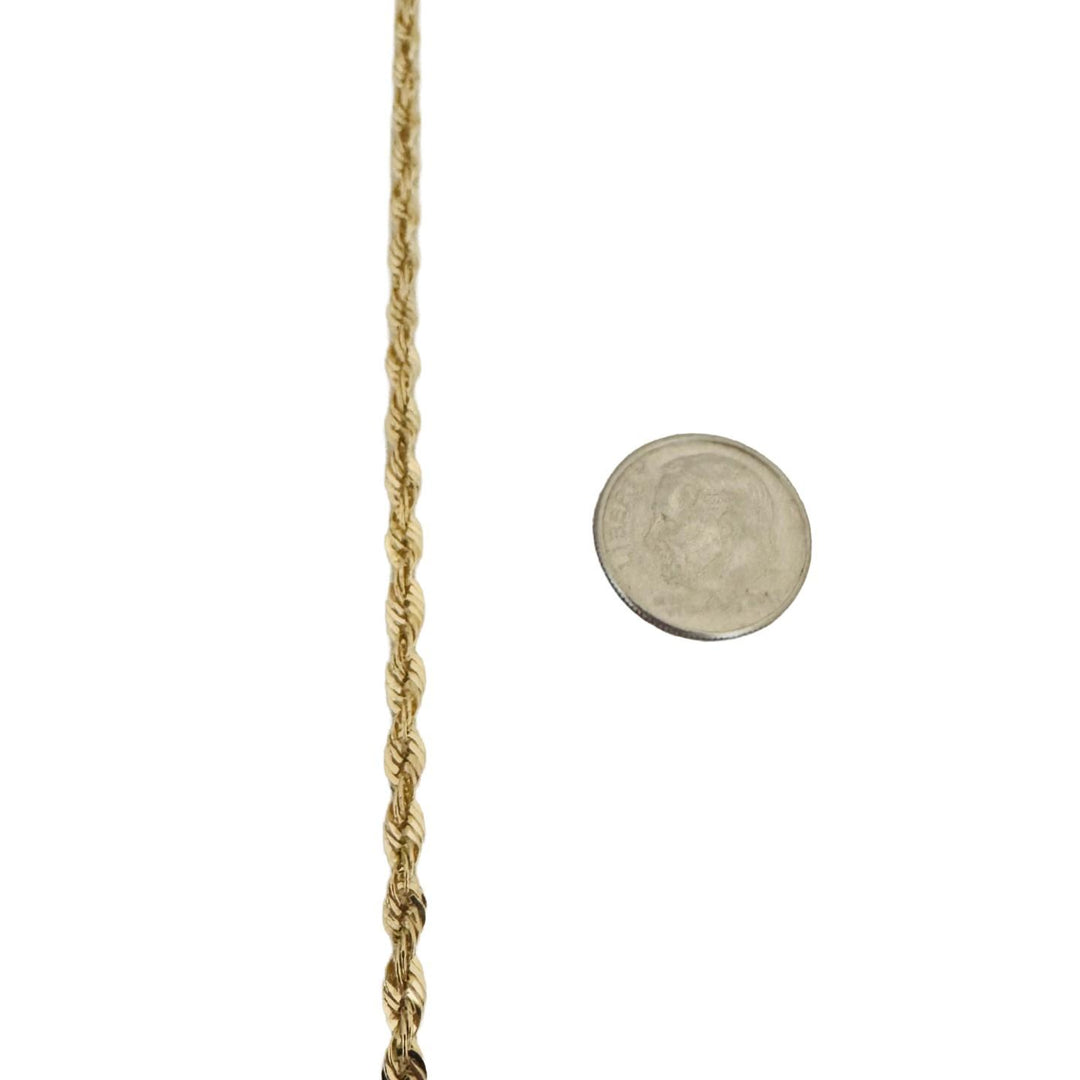 14k Yellow Gold 7g Hollow Diamond Cut 3mm Rope Chain Necklace 30"