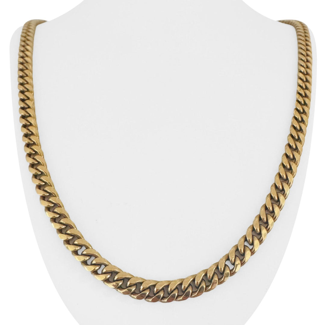 14k Yellow Gold 38.5g Semi Solid 7.5mm Cuban Curb Link Chain Necklace 26"