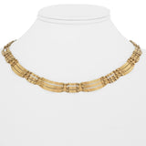 14k Yellow Gold 15g Ladies Curved Bar Fancy Link Collar Necklace 16"