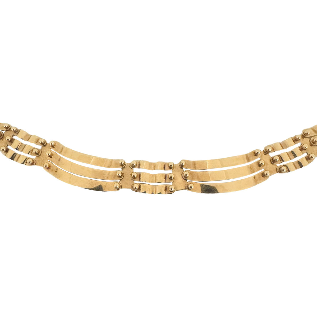 14k Yellow Gold 15g Ladies Curved Bar Fancy Link Collar Necklace 16"