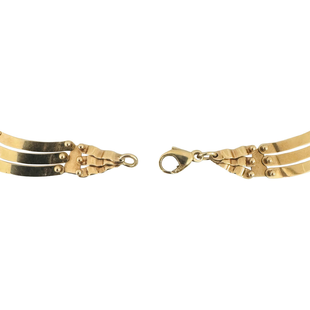 14k Yellow Gold 15g Ladies Curved Bar Fancy Link Collar Necklace 16"